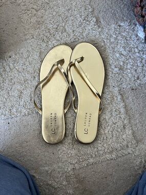 LC Lauren Conrad Gold Metallic Thong Sandals